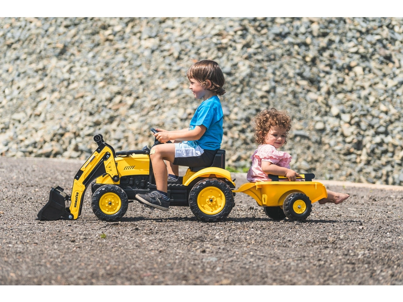 FALK – Šliapací traktor Komatsu Pedal backhoe s vlečkou a nakladačom