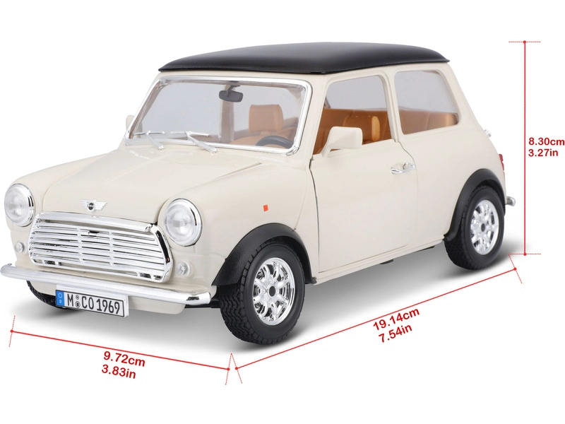 Bburago Mini Cooper 1969 1:18 krémová