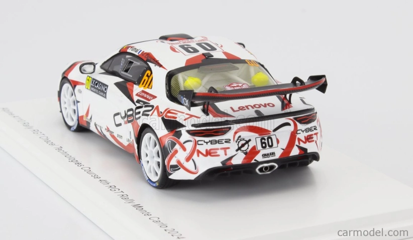 Spark-model Renault Alpine A110 Rgt Team Chazel Technologies Course N 60 4th Rgt Rally Montecarlo 2024 Armand Fumal - Jules Escartefigue 1:43 White Black