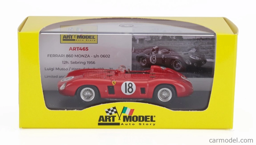 Art-model Ferrari 860 Monza Sn0602 N 18 2nd 12h Sebring 1956 Luigi Musso - Harry Schell 1:43 Red