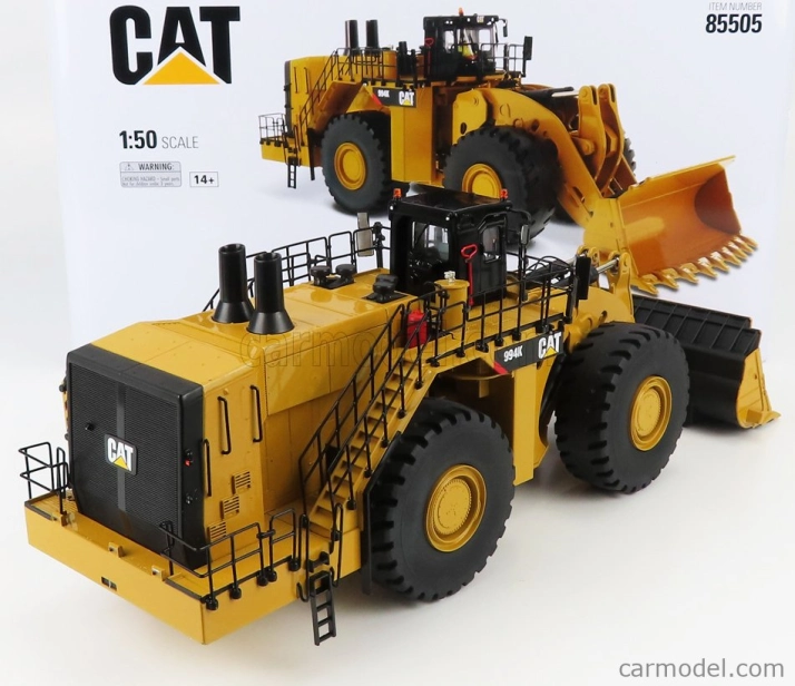 Dm-models Caterpillar Cat994k Ruspa Gommata - škrabací traktor - kolesový nakladač - konfigurácia Rock 1:50 žltá čierna