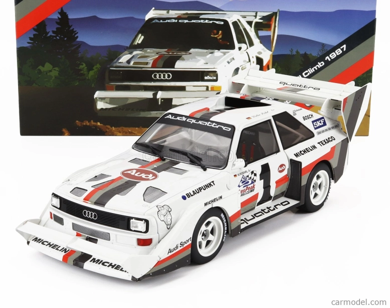 Werk83 Audi Quattro Sport S1 E2 N 1 Víťaz Rally Pikes Peak Hill Climb 1987 Walter Rohrl 1:18 Žltá Biela Červená