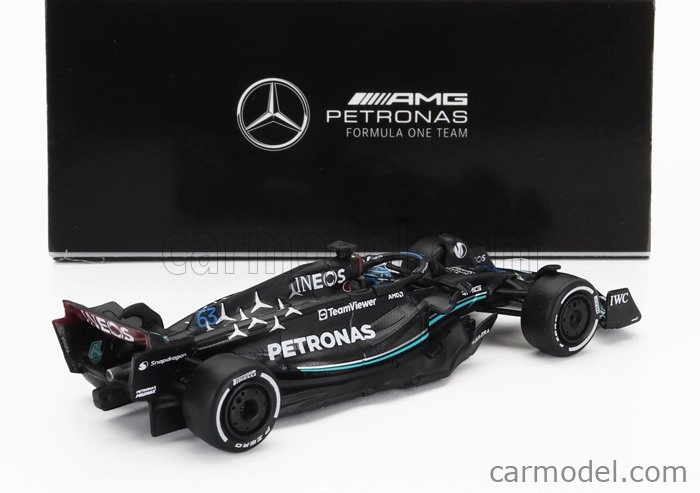 Spark-model Mercedes gp F1 W14 Team Mercedes-amg Petronas Formula One N 63 Season 2023 George Russel 1:64 Matt Black