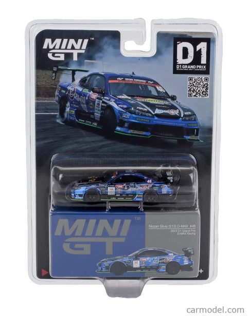 Mini-gt Nissan Silvia (s15) Team D-max Racing N 46 Grand Prix Rhd 2023 1:64 Černá Modrá