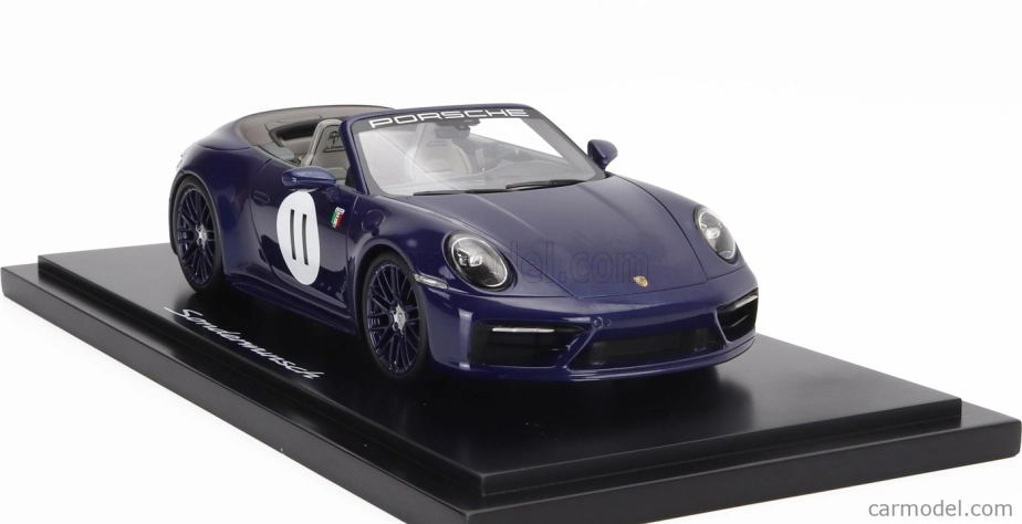Spark-model Porsche 911 992 Carrera S Cabriolet Open N 11 2024 - La Carrera Panamericana 1952 - Con Vetrina - S vitrínou 1:18 Blue