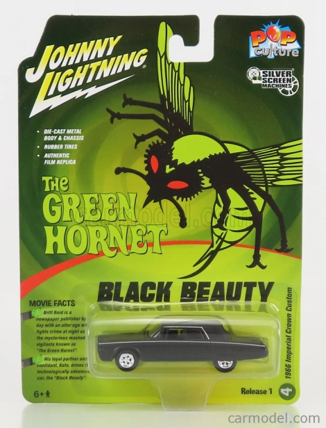 Johnny lightning Chrysler Imperial Crown Custom 1966 - Green Hornet 1:64 čierny