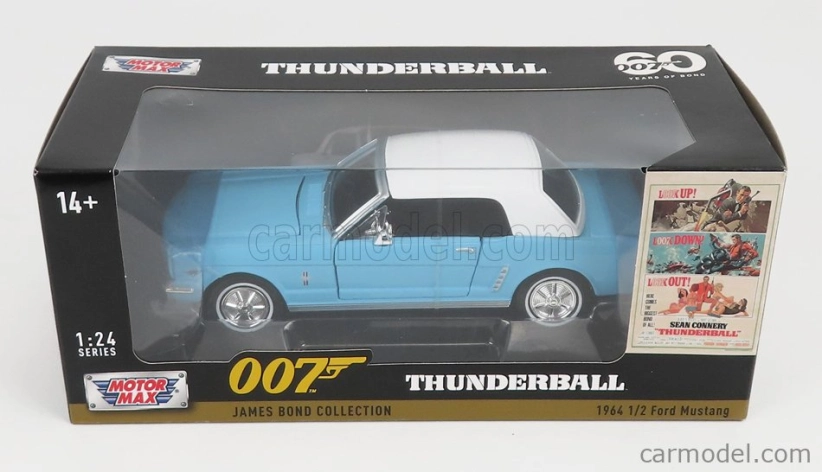 Motor-max Ford usa Mustang Convertible Spider 1967 - 007 James Bond - Thunderball - Operazione Tuono 1:24 Světle Modrá Bílá