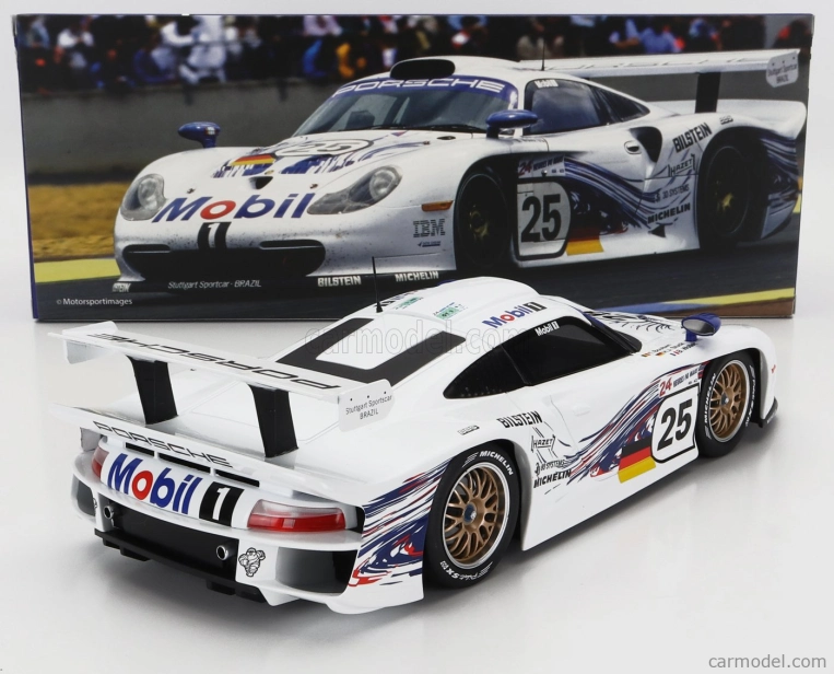 Werk83 Porsche 911 3.2l Gt1 Evo Team Porsche Ag N 25 24h Le Mans 1997 H.j.stuck - T.boutsen - B.wollek 1:18 Biela