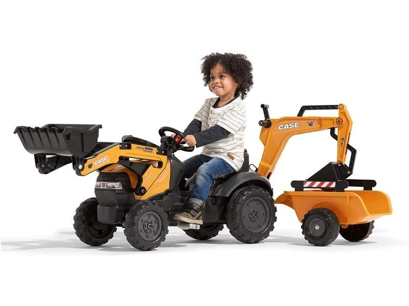 FALK – Šliapací traktor Case IH Backhoe s nakladačom, rýpadlom a vlečkou