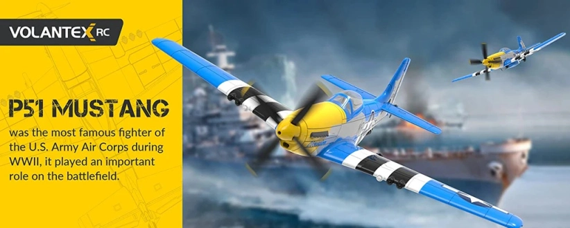 RC lietadlo Volantex Mustang P51D, modré | RCprofi.sk