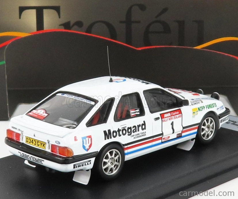 Trofeu Ford england Sierra Xr 4x4 (night Version) N 1 Rally New Zealand 1987 S.blomqvist - B.cederberg 1:43 Bílá