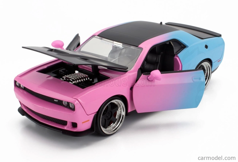 Jada Dodge Challenger Srt Hellcat Coupe 2015 1:24 ružová svetlo modrá