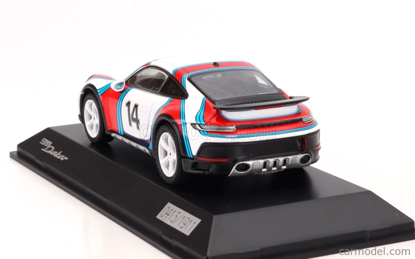 Spark-model Porsche 911 992 Dakar Coupe N 14 Martini Racing Livery 2023 1:43 Biela červená modrá