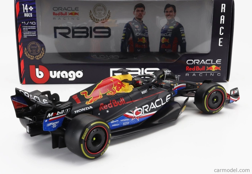 Bburago Red bull F1 Rb19 Team Oracle Red Bull Racing N 1 World Champion Winner Austin Usa Gp 2023 Max Verstappen 1:18 Matt Blue