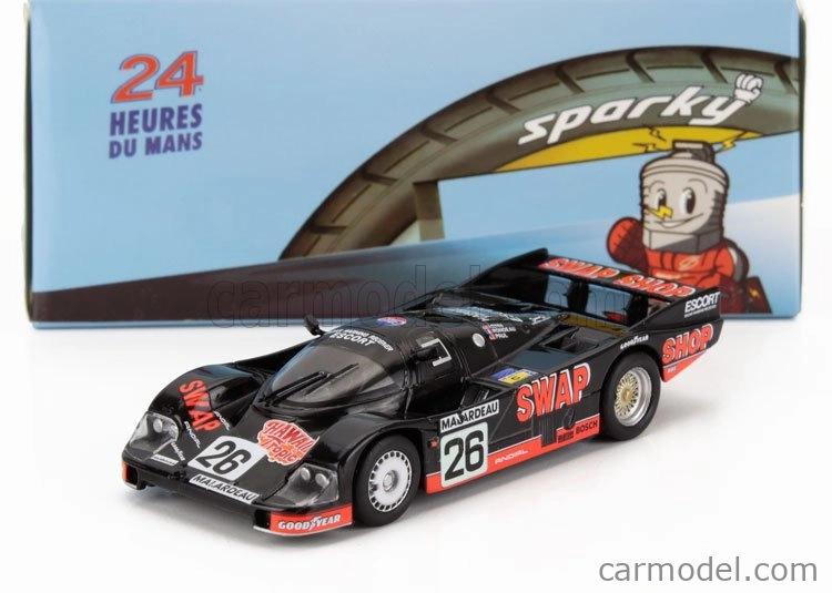 Spark-model Porsche 956 2.6l Twin Turbo Team Henn S T-bird Swap Shop N 26 2nd 24h Le Mans 1984 Jean Rondeau - John Paul Jr. 1:64 Black Red