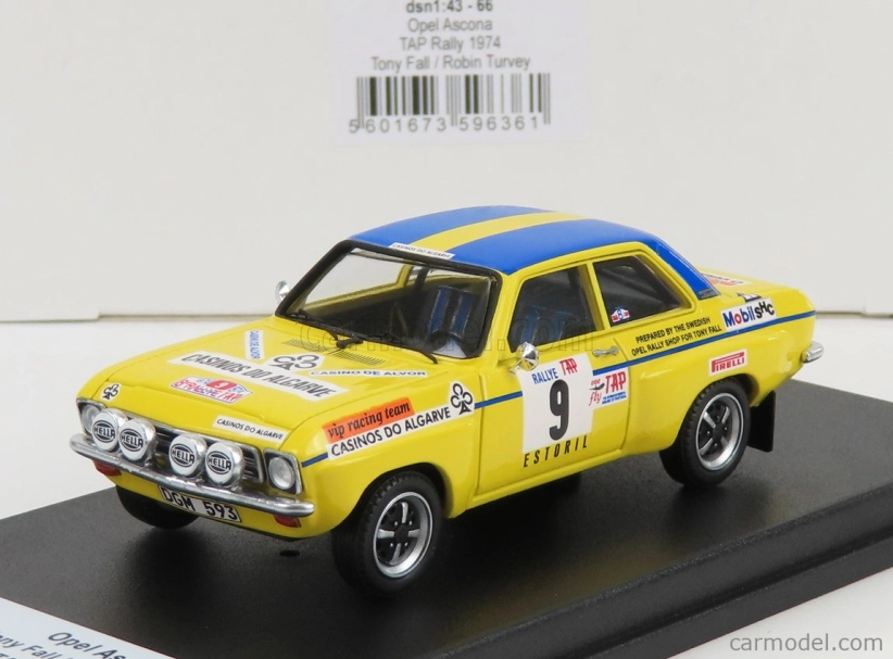 Trofeu Opel Ascona (night Version) N 9 Rally Tap 1974 T.fall - R.turvey 1:43 Žlutá Modrá