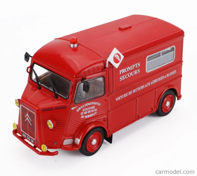 Edicola Citroen Type H Van Voiture De Secours Aux Asphyxies Et Blesses Hasičské auto 1968 1:43 Červená
