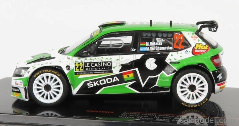 Ixo-models Škoda Fabia Rally2 Evo N 22 Rally Montecarlo 2021 M.wilkison - M.der Ohannesian 1:43 Biela Zelená Čierna