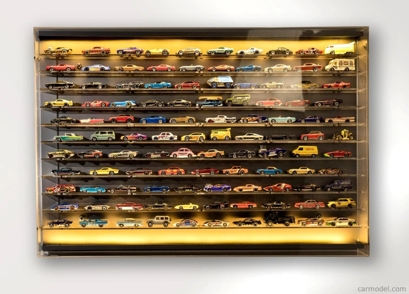 Atlantic Vetrina display box Espositore - Pre 120 Cars 1/64 Lungh.lenght Cm 89.0 X Largh.width Cm 8.0 X Alt.height Cm 61.0 (altezza Utile Tra I Ripiani Cm 4.5 Inner Height Among Shelves) 1:64 Plastic Display