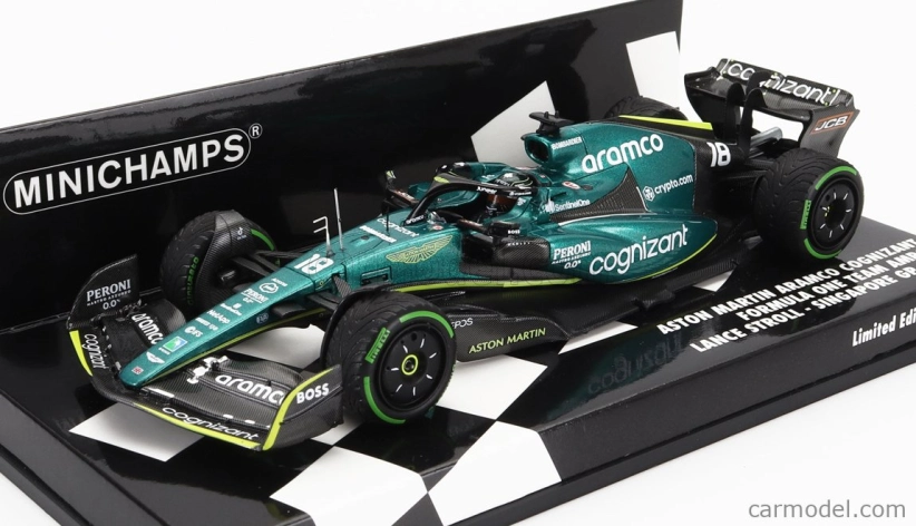 Minichamps Aston martin F1 Amr22 Team Aramco Cognizart N 18 Singapore Gp 2022 Lance Stroll 1:43 Zelená čierna