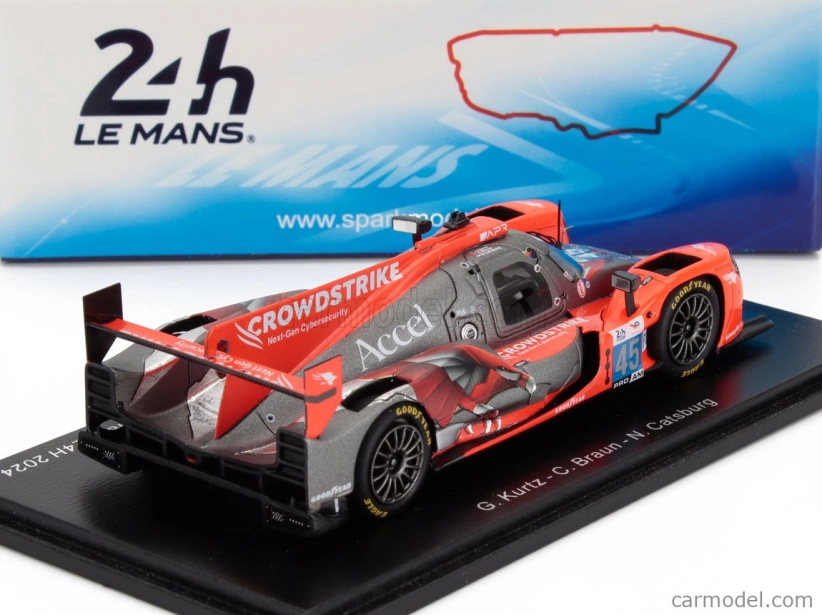 Spark-model Oreca 07 Gibson Gk428 4.2l V8 Team Crowdstrike Racing By Apr N 45 24h Le Mans 2024 Colin Braun - Nicky Catsburg - George Kurtz 1:43 Matt Red Black