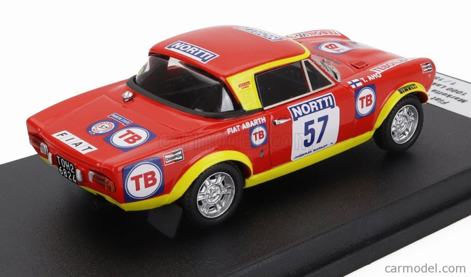 Trofeu Fiat 124 Abarth (night Version) N 57 Rally 1000 Lakes 1974 Marketta Oksala - Terttu Aho 1:43 Červená Žlutá