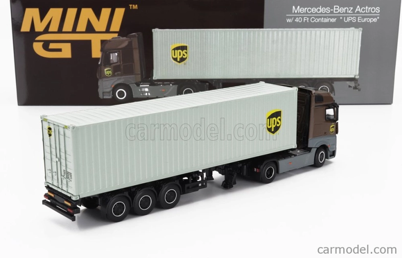 Mini-gt Mercedes Benz Actros 2 Gigaspace 1851 Blue Efficient Power Truck Lhd Ups Container 40' 2016 1:64 Brown Grey