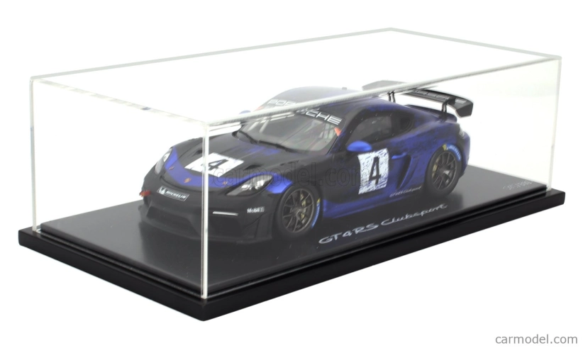 Spark-model Porsche 718 (982) Cayman Gt4 Rs N 4 Clubsport 2023 - Con Vetrina - S vitrínou 1:18 Blue Black