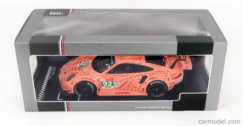 Ixo-models Porsche 911 991 Rsr Team Porsche Gt N 92 Winner Lmgte Pro Pink Pig Tribute 24h Le Mans 2018 M.christensen - K.estre - L.vanthoor 1:18 Pink