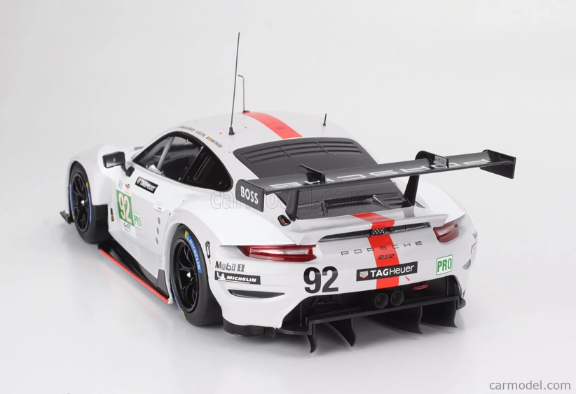 Ixo-models Porsche 911 991-2 Rsr-19 4.2l Team Porsche Gt N 92 24h Le Mans 2022 Michael Christensen - Kevin Estre - Laurens Vanthoor 1:18 Bílá Šedá Červená