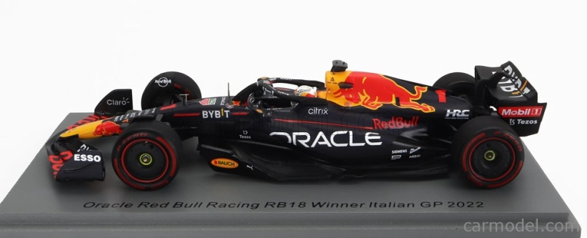 Spark-model Red bull F1  Rb18 Team Oracle Red Bull Racing N 1 Winner Monza Italy Gp World Champion 2022 Max Verstappen 1:43 Matná Modrá Žlutá Červená