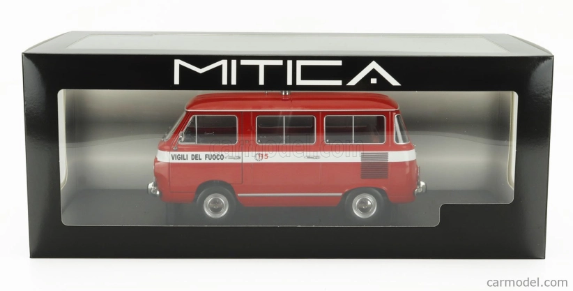 Mitica-diecast Fiat Fiat 850 Familiare Vigili Del Fuoco 1970 - Interno Brown 1:18 Red