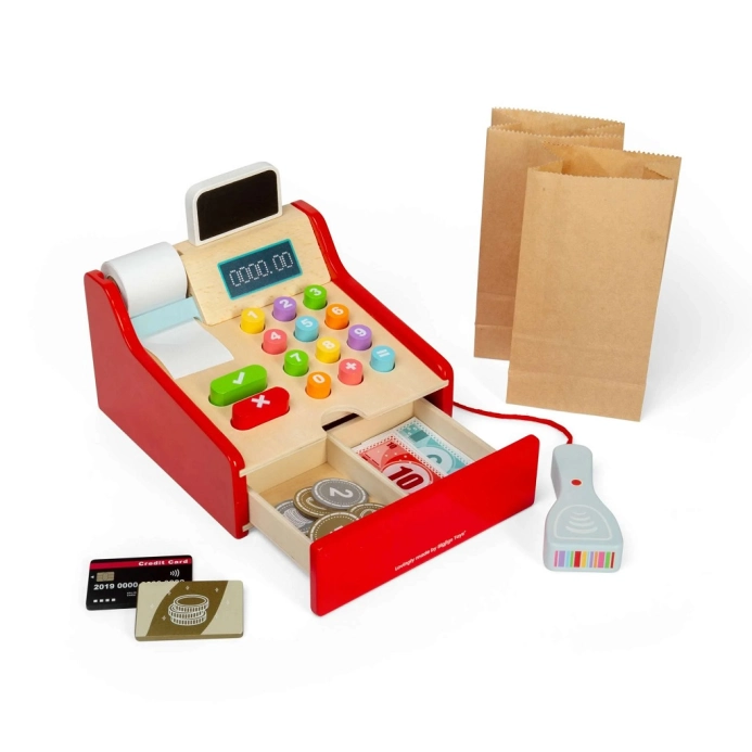 Bigjigs Toys Dětská dřevěná pokladna