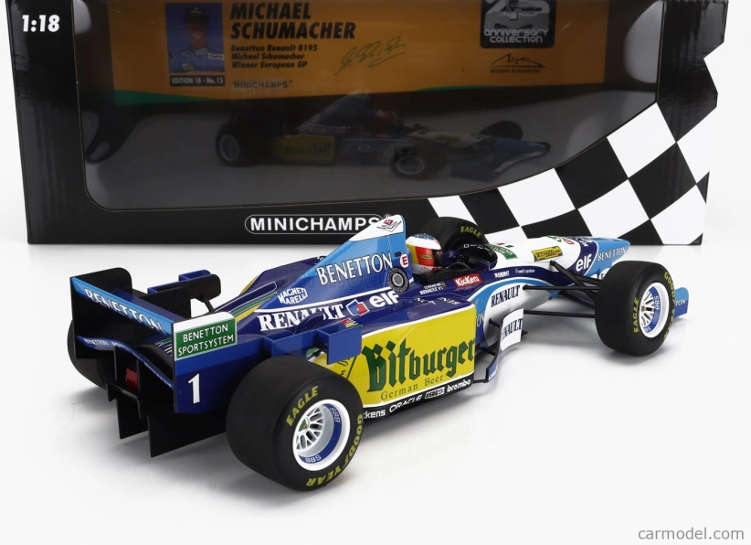 Minichamps Benetton F1 B195 Team Mild Seven Renault N 1 World Champion Winner European Gp 1995 Michael Schumacher 1:18 Modrá Žlutá
