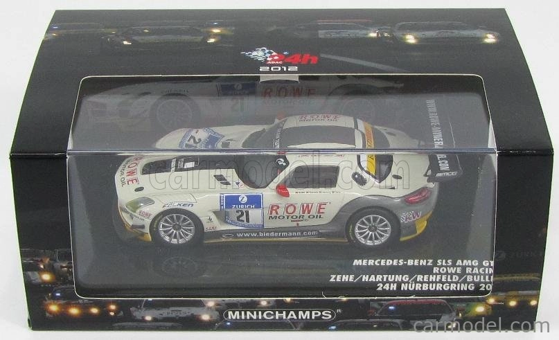 Minichamps Mercedes benz Sls Amg Gt3 N 21 24h Nurburgring 2012 Zehe - Hartung - Rehfeld - Bullit 1:43 Bielo-sivá