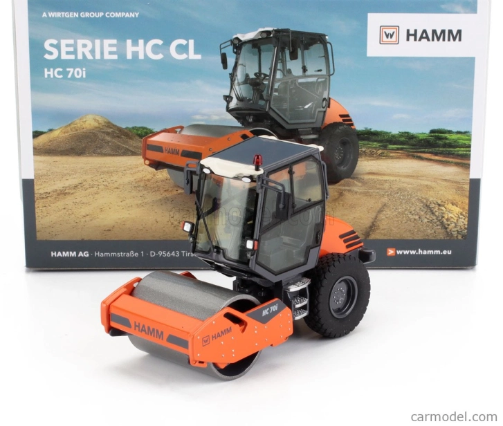 Nzg Hamm Hc70i Rullo Vibrante Bitamburo Liscio - Schiacciasassi - Stone Crusher Roll 1:50 Grey Orange