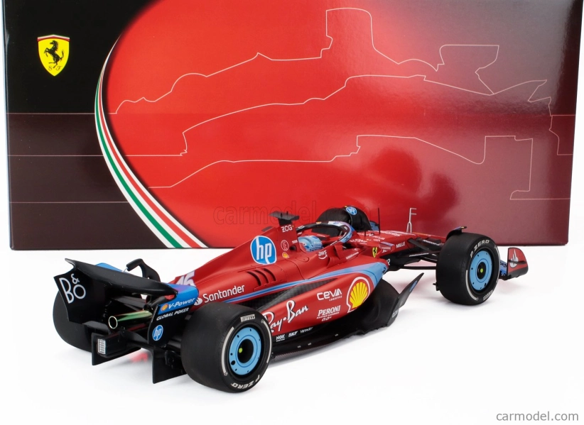 Bbr-models Ferrari F1 Sf-24 Team Scuderia Ferrari N 16 3rd Miami Gp 2024 Charles Leclerc - Polifoam Packaging 1:18 Červená Světle Modrá