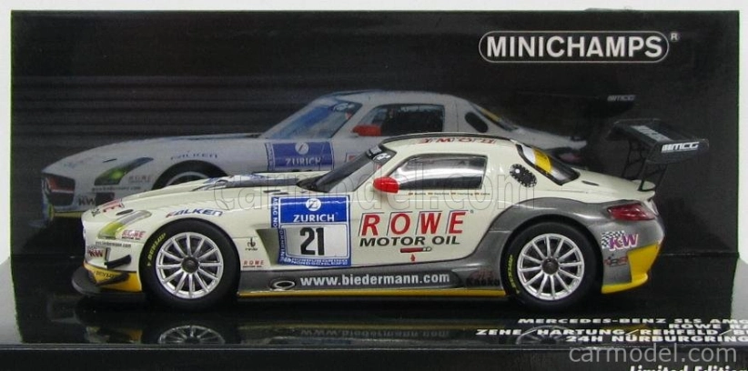 Minichamps Mercedes benz Sls Amg Gt3 N 21 24h Nurburgring 2012 Zehe - Hartung - Rehfeld - Bullit 1:43 Bielo-sivá