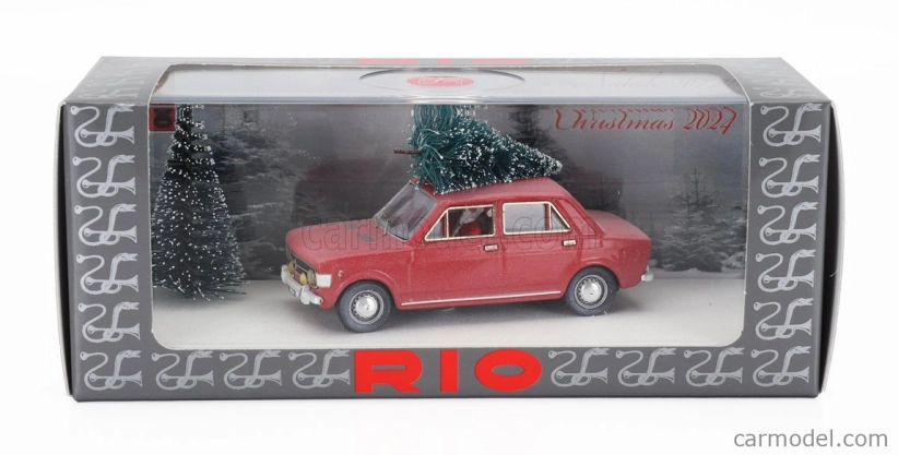 Rio-models Fiat 128 1-series 1969 - Vianočná edícia 2024 - Con Babbo Natale - S figúrkou Santa Clausa 1:43 Červená