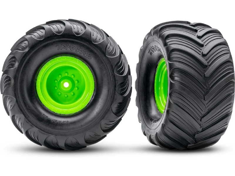 Traxxas kolo 2.0/3.0", disk zelený offset 29mm, pneu Terra Groove (pár)