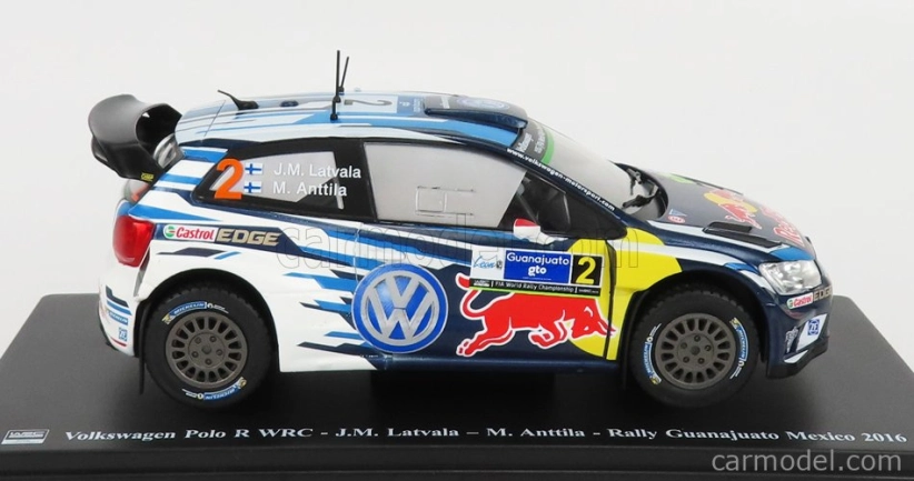 Edicola Volkswagen Polo R Wrc Team Volkswagen Motorsport Red Bull N 2 Rally Mexico 2016 J.m.latvala - M.antilla 1:24 Svetlomodrá Biela Žltá
