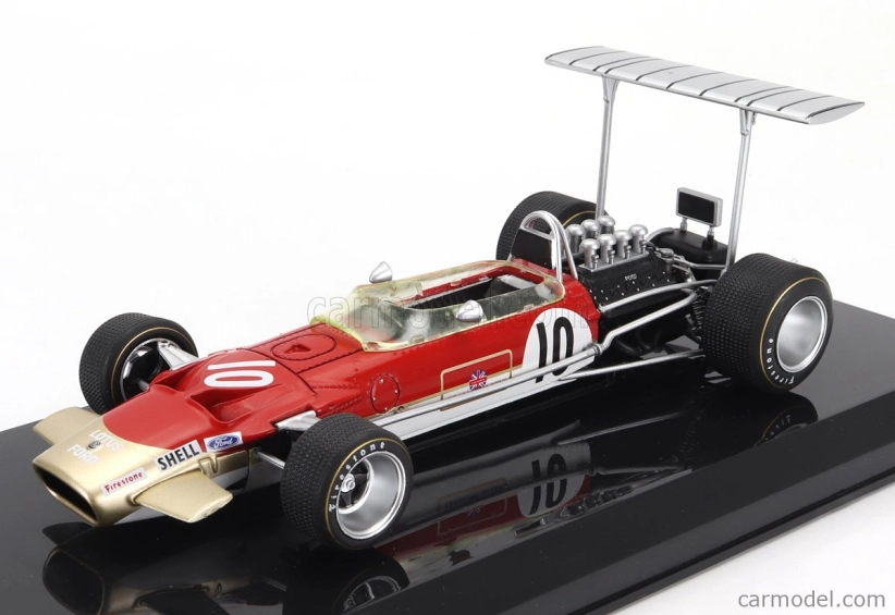 Edicola Lotus F1 Type 49b N 10 World Champion Season 1968 Graham Hill - Con Vetrina - With Showcase 1:24 Červená Bílá Zlatá
