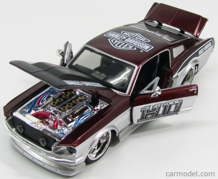 Maisto Ford USA Mustang Gt Custom Harley-Davidson 1967 1:24 Bordeaux Met Silver
