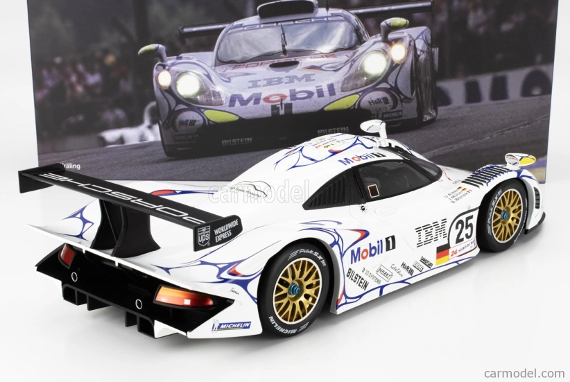 Werk83 Porsche 911 Gt1-98 3.2l Turbo Team Porsche Ag Mobil-1 N 25 2nd 24h Le Mans 1998 Uwe Alzen - Jorg Muller - Bob Wollek 1:12 Biela Modrá Červená