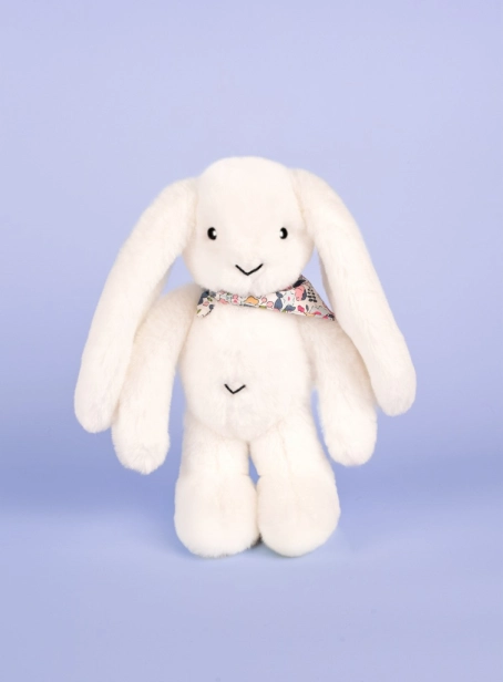 Doudou Plyšový králíček s šátkem bílý 35 cm