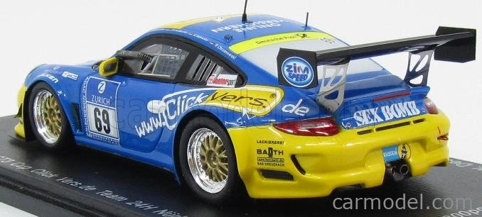 Spark-model Porsche 911 997-2 Gt3 Cup Team Click Vers.de N 69 24h Nurburgring 2015 W.destree - K.jodexnis - E.salewsky - R.chrzanowski 1:43 Bluette Yellow