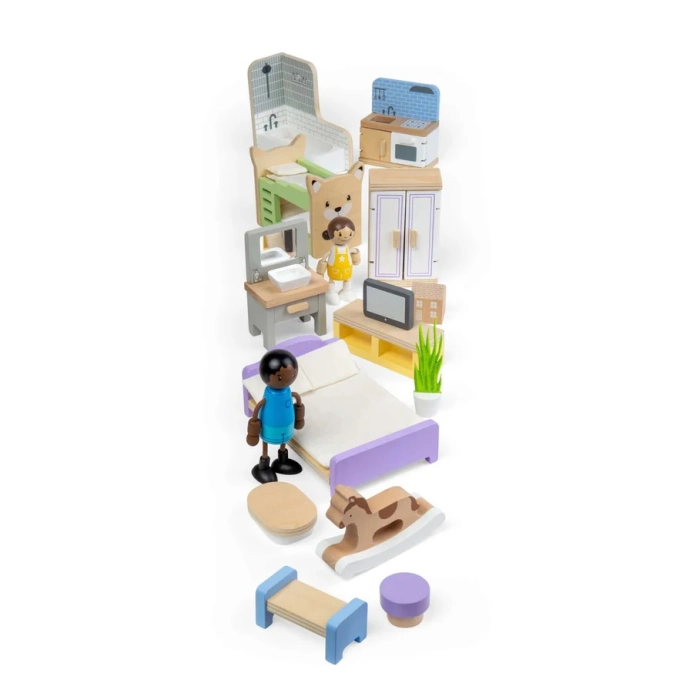 Bigjigs Toys Sada dřevěný nábytek do domečku pro panenky