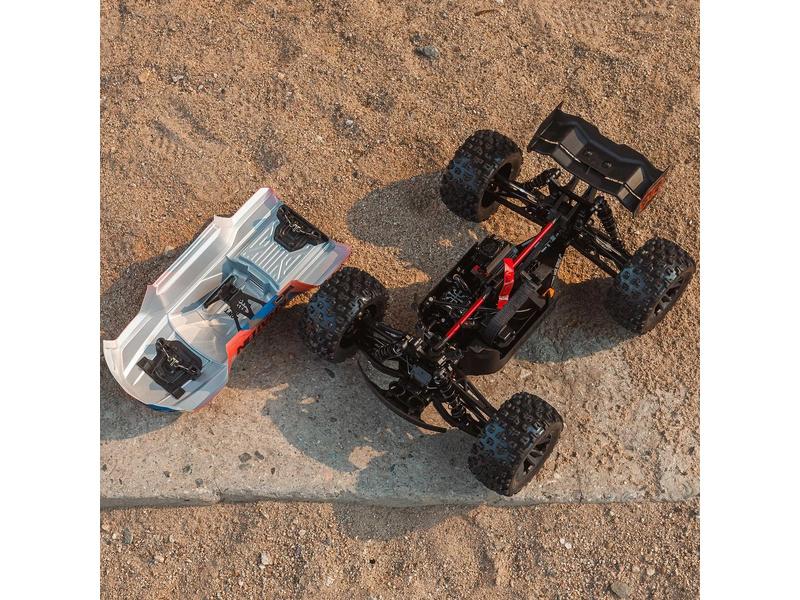 RC auto Arrma Kraton 6S V6 BLX 1:8 4WD RTR, modrá/oranžová