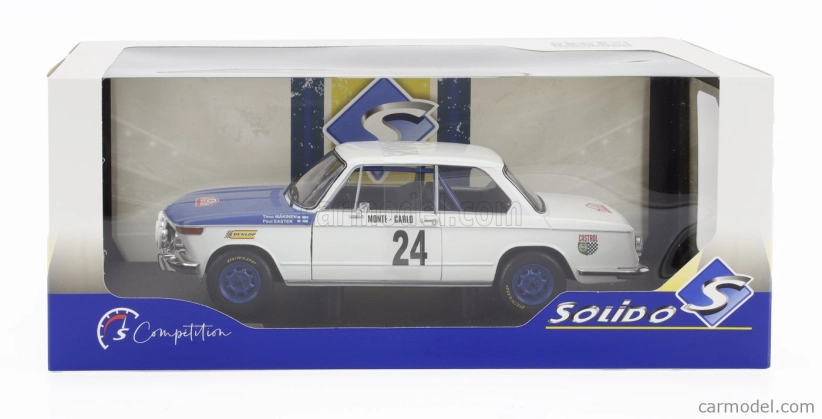 Solido BMW 2002 Ti N 24 (nočná verzia) Rally Montecarlo 1969 Timo Makinen - Paul Easter 1:18 Bielo modrá