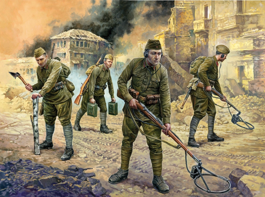 Zvezda figurky - sovětští ženisté WWII (1:72)